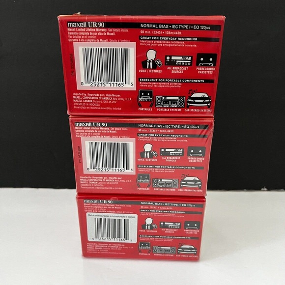 New Sealed 15p. Maxell UR 90 Blank Audio Cassette Tape Normal Bias IEC Type I - Picture 11 of 12
